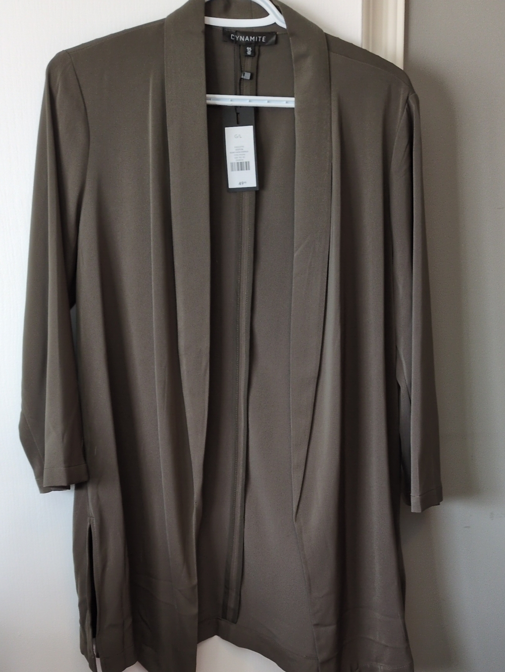 Dynamite Gray Open-Front Duster Jacket